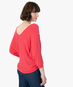 Pull femme avec manches chauve-souris et col V vue3 - GEMO(FEMME PAP) - GEMO