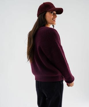 Gilet en grosse maille côtelée extensible avec boutons gravés femme vue4 - GEMO(FEMME PAP) - GEMO