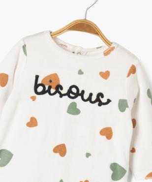 Pyjama en velours dors-bien motifs cœurs bébé vue3 - GEMO 4G BEBE - GEMO