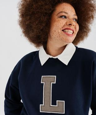 Sweat à col chemise amovible femme grande taille - LuluCastagnette vue2 - LULU CASTAGNETTE GEMO FOR GOOD - GEMO