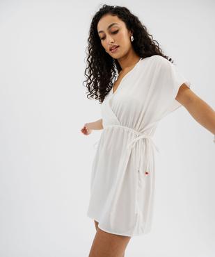 Robe de plage ample et fluide à col cache-cœur vue1 - GEMO 4G FEMME - GEMO