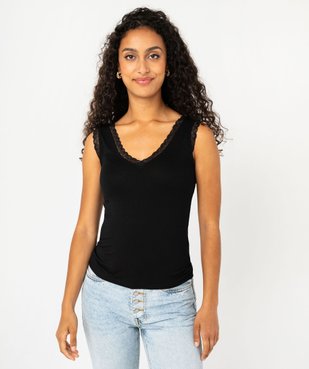 Débardeur avec col V en dentelle femme vue2 - GEMO 4G FEMME - GEMO