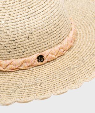 Chapeau capeline en paille à tresse fleurie fille - LuluCastagnette vue2 - LULUCASTAGNETTE - GEMO