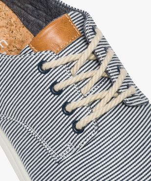 Baskets homme tige basse en toile avec lacets en corde Dessus rayé vue6 - GEMO (CASUAL) - GEMO