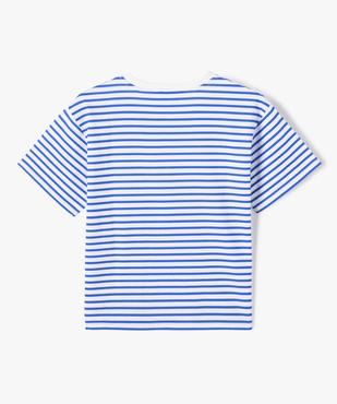 Tee-shirt fille à rayures coupe oversize vue3 - GEMO (JUNIOR) - GEMO
