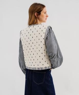 Veste sans manches matelassée à motif fleuri femme vue3 - GEMO 4G FEMME - GEMO