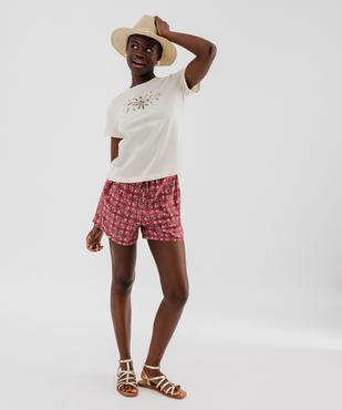 Tee-shirt manches courtes avec broderie sur le buste femme vue4 - GEMO(FEMME PAP) - GEMO