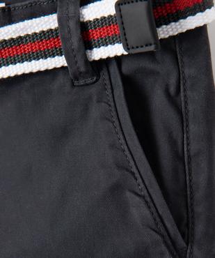 Bermuda en coton avec ceinture tricolore garçon vue2 - GEMO 4G GARCON - GEMO