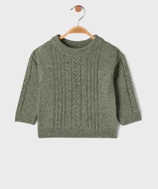 Pull torsadé en maille mouchetée bébé garçon vue1 - GEMO(BEBE DEBT) - GEMO