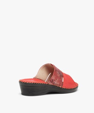 Mules femme confort compensées à brides en cuir vue4 - GEMO (CONFORT) - GEMO