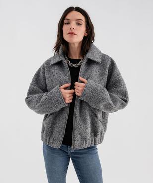 Blouson en maille bouclette chinée femme vue6 - GEMO 4G FEMME - GEMO