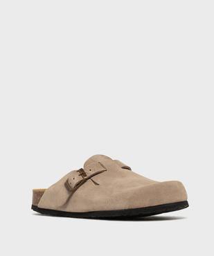 Sabots en cuir suédé avec semelle intérieure anatomique femme vue3 - TANEO GEMO FOR GOOD - GEMO