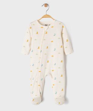 Pyjama dors bien en coton imprimé dinosaures ouverture devant par zip bébé vue1 - GEMO 4G BEBE - GEMO