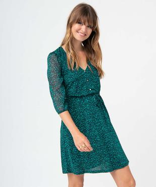 Robe femme imprimée avec col V et manches 3/4 vue1 - GEMO(FEMME PAP) - GEMO