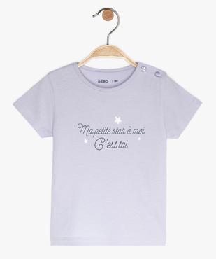 Tee-shirt bébé fille à manches courtes et motif pailleté vue1 - GEMO 4G BEBE - GEMO