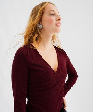 Tee-shirt scintillant col V femme vue1 - GEMO(FEMME PAP) - GEMO