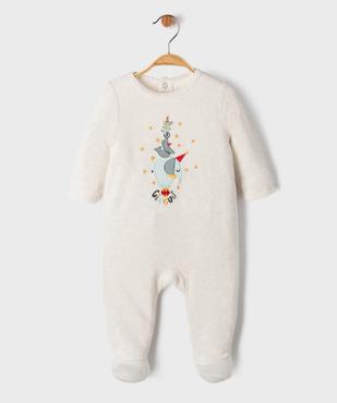 Pyjama en velours à pont-dos à motif cirque bébé vue1 - GEMO 4G BEBE - GEMO