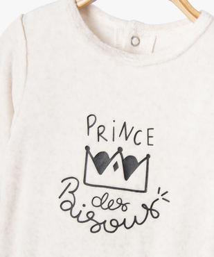 Pyjama en velours avec message sur le buste bébé vue2 - GEMO(BB COUCHE) - GEMO