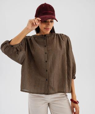 Blouse ample à manches 3/4 à carreaux femme vue1 - GEMO(FEMME PAP) - GEMO