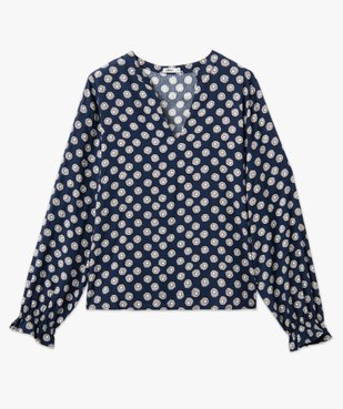 Blouse imprimée à col V et poignets froncés femme vue4 - GEMO(FEMME PAP) - GEMO