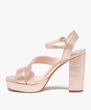 Sandales femme à talon carré et dessus textile brillant vue4 - GEMO(URBAIN) - GEMO