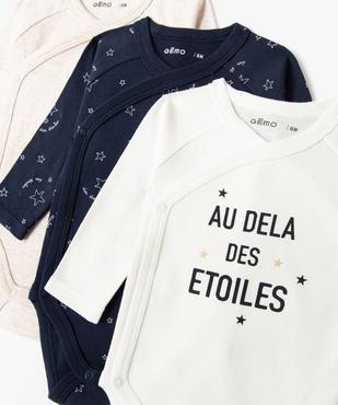Body croisé à manches courtes en coton biologique bébé (lot de 3) vue2 - GEMO 4G BEBE - GEMO