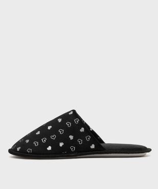Chaussons mules en velours à motif cœurs brillants femme vue3 - GEMO(HOMWR FEM) - GEMO