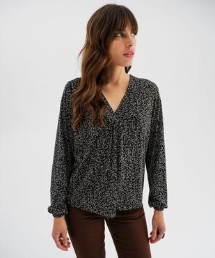 Tee-shirt manches longues imprimé col V fantaisie femme vue3 - GEMO 4G FEMME - GEMO