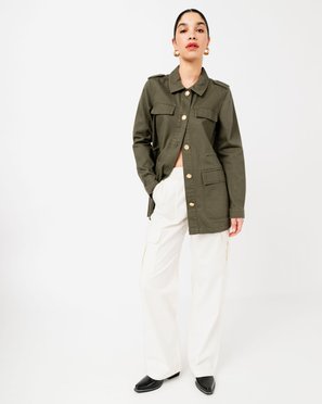 Veste style militaire en twill de coton à taille ajustable femme vue5 - GEMO 4G FEMME - GEMO
