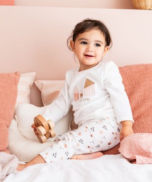 Pyjama en velours 2 pièces à motifs maisons bébé fille vue1 - GEMO(BB COUCHE) - GEMO