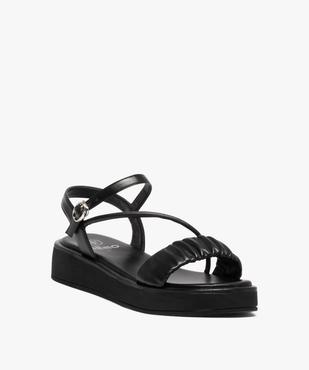 Sandales femme unies à semelle plateforme et bride drapée vue2 - GEMO (CASUAL) - GEMO