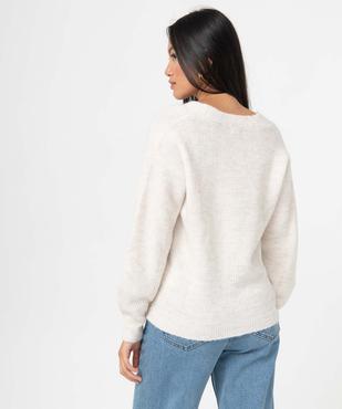 Gilet femme avec col V et détails ajourés vue3 - GEMO(FEMME PAP) - GEMO