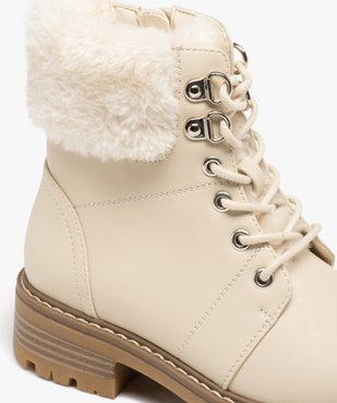 Boots fille unies à col fourrée et à lacets ronds vue6 - GEMO (ENFANT) - GEMO