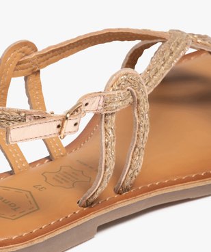 Sandales femme à talon plat et brides en cuir – Taneo vue6 - TANEO - GEMO