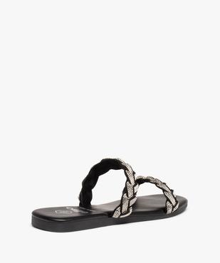 Mules femme à talon plat et brides strass tressées vue4 - GEMO (CASUAL) - GEMO
