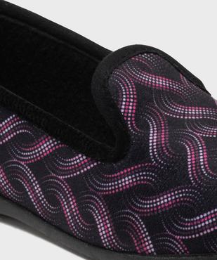 Chaussons pantoufles en velours ras imprimé femme vue6 - G'FLEX - GEMO