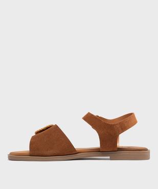 Sandales en cuir suédé à boucle fantaisie femme - Tanéo vue2 - TANEO - GEMO