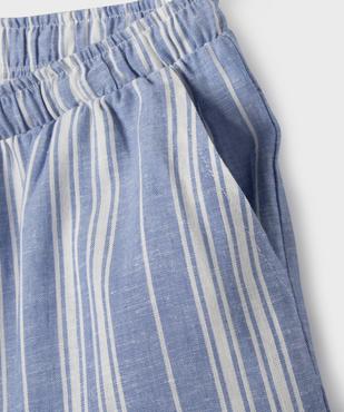 Short large en viscose et lin taille ajustable fille vue2 - GEMO 4G FILLE - GEMO