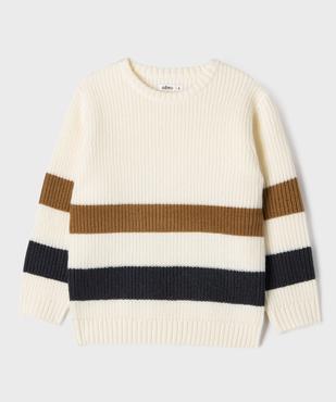 Pull rayé en grosse maille garçon vue2 - GEMO (ENFANT) - GEMO