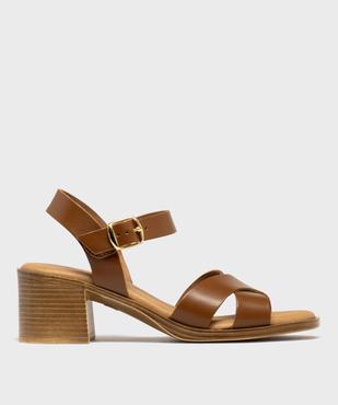 Sandales à talon et larges brides en cuir femme - Tanéo vue1 - TANEO - GEMO