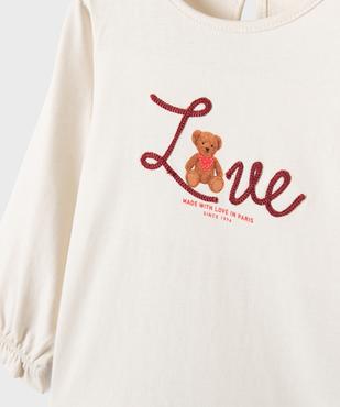 Tee-shirt manches longues avec inscription brodée bébé fille - LuluCastagnette vue2 - LULU CASTAGNETTE G4G D - GEMO
