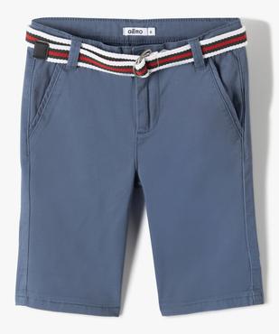 Bermuda en coton avec ceinture tricolore garçon vue1 - GEMO 4G GARCON - GEMO