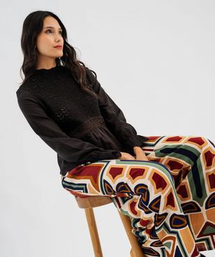Pull effet 2-en-1 à manches chemise femme vue1 - GEMO 4G FEMME - GEMO