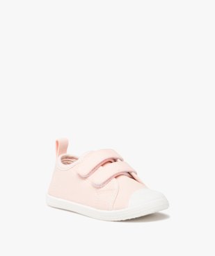 Tennis bébé fille en toile unie fermeture scratch vue2 - GEMO(BEBE DEBT) - GEMO