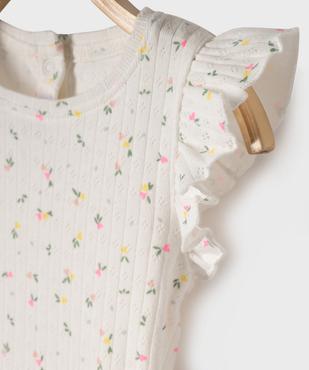 Tee-shirt manches courtes en maille fantaisie avec volants bébé fille vue5 - GEMO(BEBE DEBT) - GEMO