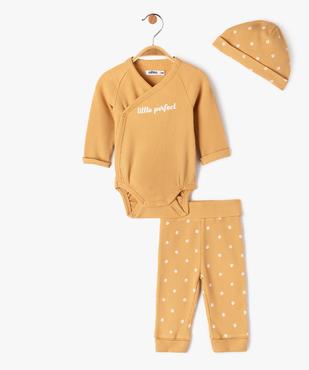 Ensemble naissance évolutif 3 pièces : body + legging + bonnet bébé vue1 - GEMO(BB COUCHE) - GEMO