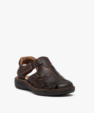 Sandales homme dessus en cuir et bout fermé vue2 - GEMO (CASUAL) - GEMO