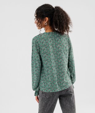 Blouse imprimée à col V et poignets froncés femme vue3 - GEMO 4G FEMME - GEMO