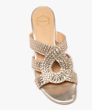 Mules femme à talon dessus cuir tressé – Taneo vue5 - TANEO - GEMO