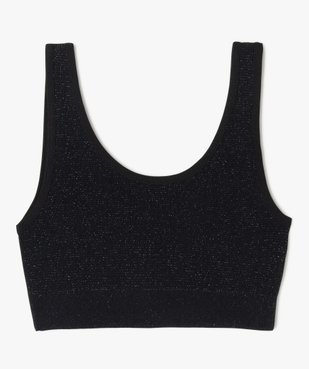 Brassière en maille côtelée à paillettes fille vue1 - GEMO 4G FILLE - GEMO